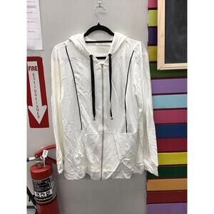 Vivica A Fox lightweight cream jacket XL gold black trim new HSN